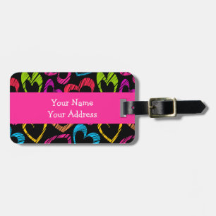Zoete met de hand getekende harten Bagage label