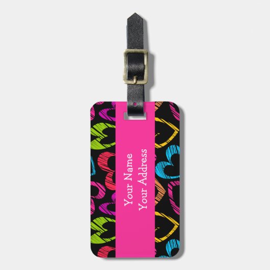 Zoete met de hand getekende harten Bagage label (Voorkant verticaal)
