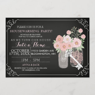 Zoete Metselpot Chalkboard Housewarming Uitnodigin Kaart