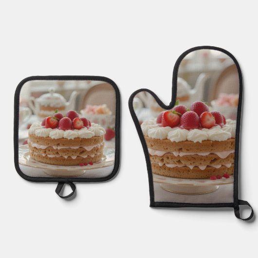 Zoete middagtheetijd ovenwant & pannenlap set (Voorkant)