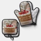 Zoete middagtheetijd ovenwant & pannenlap set (Voorkant / Achterkant)