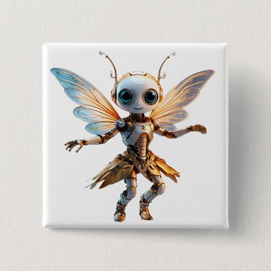 Zoete Mier Meisje Dansende Robot Fee Vierkante Button 5,1 Cm (Voorkant)