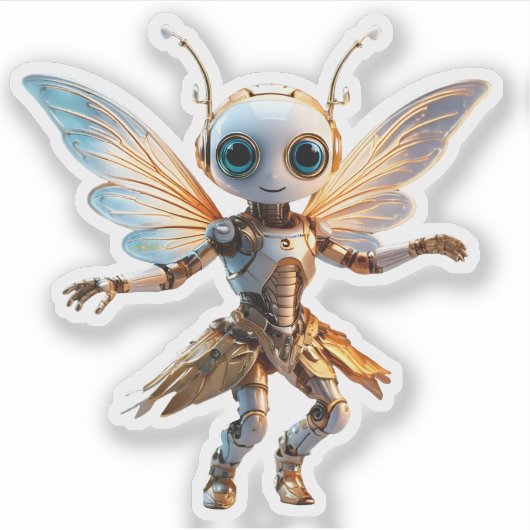 Zoete Miermeisje Dansende Robot Pixie Sticker (Voorkant)