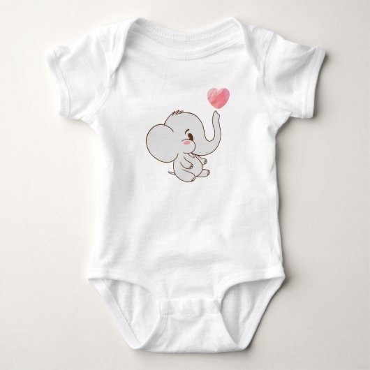 Zoete Minimalistische Olifant met Hart voor Pasgeb Romper (Voorkant)