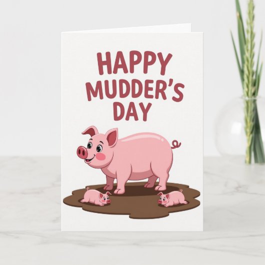 Zoete Modderdag Biggetje Kaart (Voorkant)