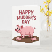Zoete Modderdag Biggetje Kaart (Gele Bloem)