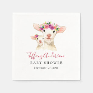 Zoete Moeder En Baby Lammetje Bloemige Baby Shower Servetten