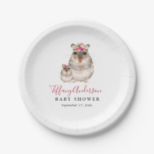 Zoete Moeder En Baby Muis Bloemachtige Baby Shower Papieren Bordje