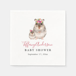 Zoete Moeder En Baby Muis Bloemachtige Baby Shower Servet