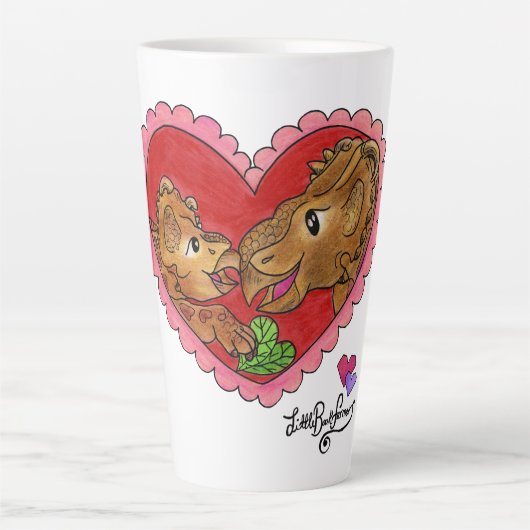 Zoete Moeder en Dochter Dinosaur Heart Latte Mok (Voorkant)