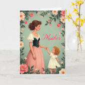 Zoete Moeder En Kind Kaart (Gele Bloem)