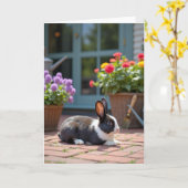 Zoete Moeder Konijn Kaart (Gele Bloem)