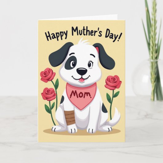 Zoete Moederdag Hond Kunstkaart Kaart (Voorkant)