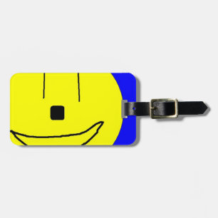 Zoete moji, geel blauw, kunst door kinderen:) bagagelabel