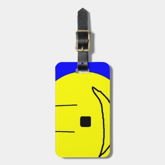 Zoete moji, geel blauw, kunst door kinderen:) bagagelabel (Voorkant verticaal)