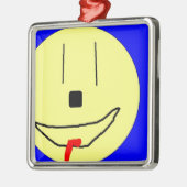 Zoete moji, geel blauw, kunst door kinderen:) metalen ornament (Links)