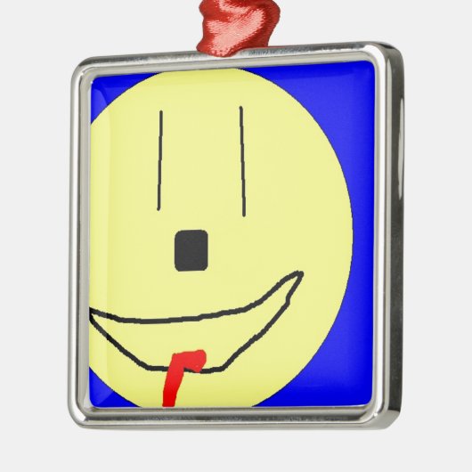 Zoete moji, geel blauw, kunst door kinderen:) metalen ornament (Links)