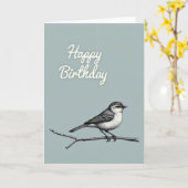 Zoete Monochrome Vogelkaart Kaart (Gele Bloem)