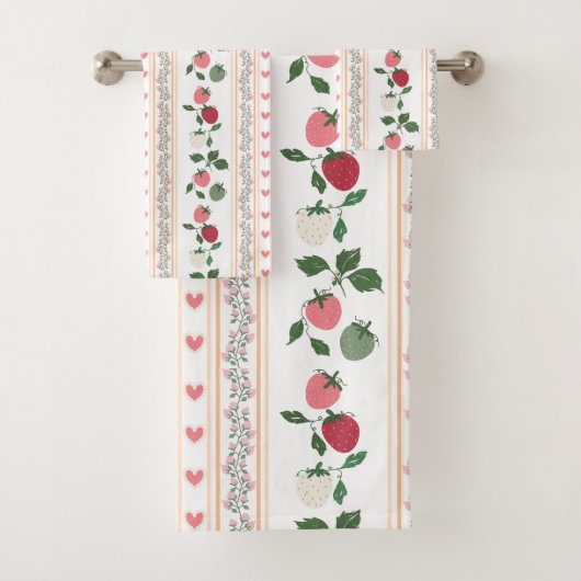 Zoete mooie retro aardbei hart bad handdoek (Insitu)