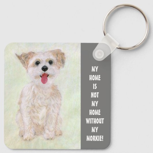 Zoete Morkie-huussleutelhanger Sleutelhanger (Achterkant)