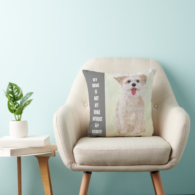 Zoete Morkie Thuis Kussenhoes Kussen (Stoel)