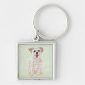 Zoete Morkie Vierkante Sleutelhanger (Voorkant)
