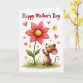 Zoete Muis Moederdag kaart (Gele Bloem)