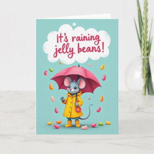 Zoete Muis op een Regenachtige Dag Kaart