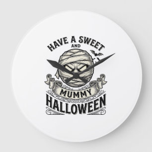 Zoete Mummy Halloween Vintage Vector Ontwerp_1 Grote Klok