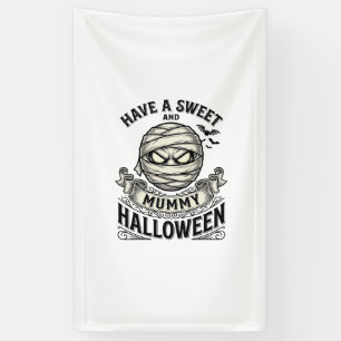 Zoete Mummy Halloween Vintage Vector Ontwerp_1 Spandoek