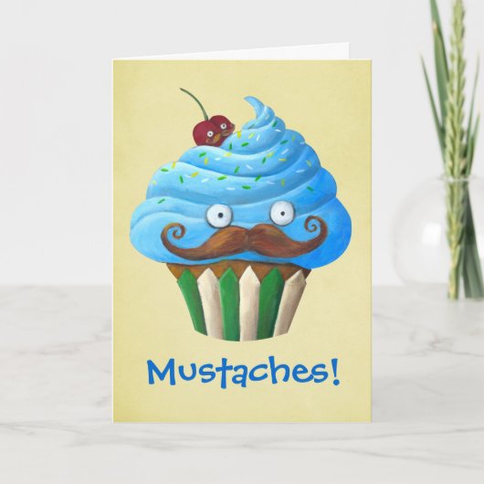 Zoete Mustached Cupcake Kaart (Voorkant)
