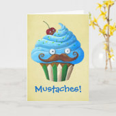 Zoete Mustached Cupcake Kaart (Gele Bloem)