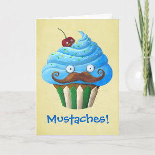 Zoete Mustached Cupcake Kaart