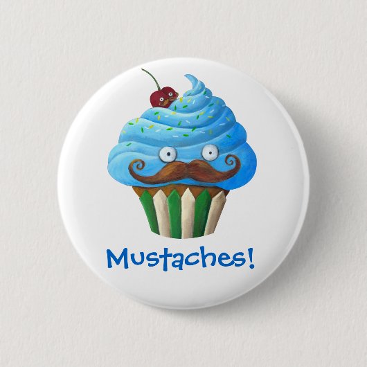Zoete Mustached Cupcake Ronde Button 5,7 Cm (Voorkant)
