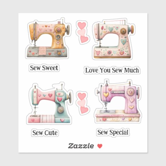 Zoete Naaimachine Valentijnskaarten Sticker (Vel)