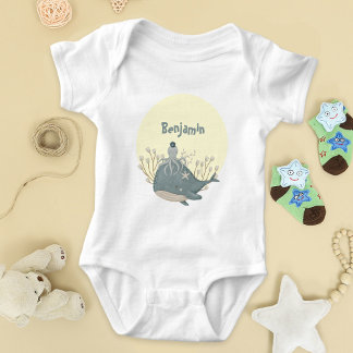 Zoete Nautische Walvis Octopus Baby Borrel Romper