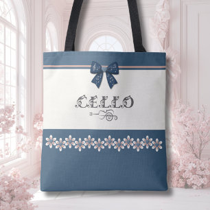 Zoete Navy Bloem Boog Cello Muziektas Tote Bag