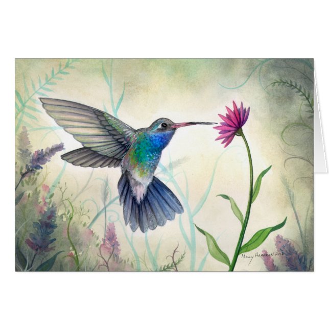 Zoete Nectar Kolibrie Aquarel Schilderij (Voorkant Horizontaal)