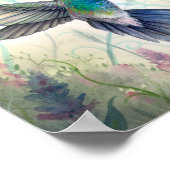 Zoete Nectar Kolibrie en Bloem Aquarel Poster (Hoek)