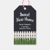 Zoete nieuwe thuis omheining cadeaulabel (Voorkant)