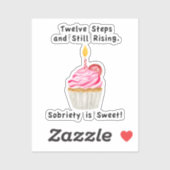 Zoete Nuchterheid: Cupcake met Kaars, Herstelmunt Sticker (Vel)