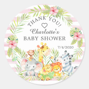 Zoete Oerwouden Baby shower Hartelijk dank Ronde Sticker