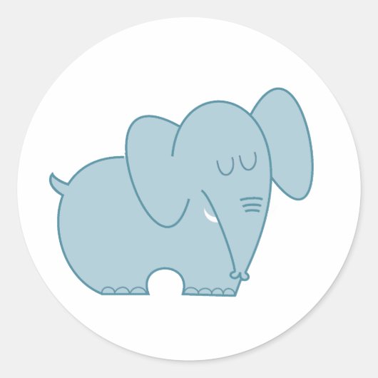 Zoete olifant (blauw) ronde sticker (Voorkant)