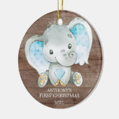 Zoete Olifant Jongen Baby's Eerste Kerst Ornament (Links)