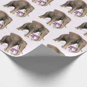 Zoete olifant met roze phaleonopsis orchidee cadeaupapier (Hoek)