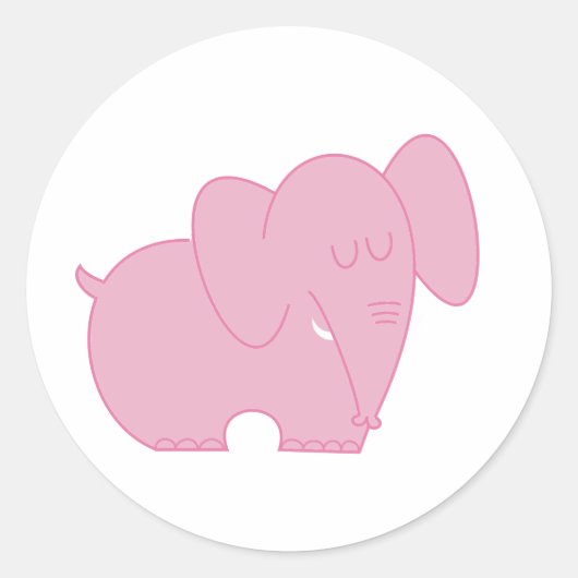 Zoete olifant (roze) ronde sticker (Voorkant)