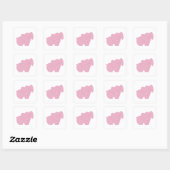 Zoete olifant (roze) vierkante sticker (Vel)
