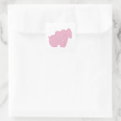 Zoete olifant (roze) vierkante sticker (Tas)