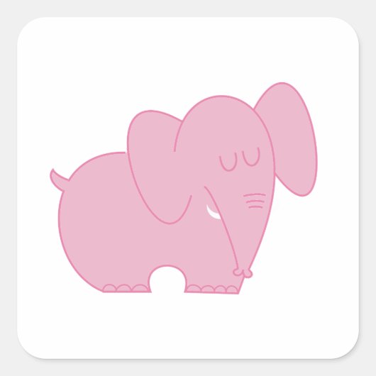 Zoete olifant (roze) vierkante sticker (Voorkant)