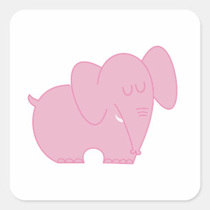 Zoete olifant (roze) vierkante sticker